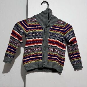 Janie and Jack Gray and Red Cardigan with Fair Isle Pattern : Box P